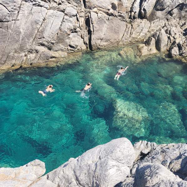 Schwimmen Sie in klarem Wasser